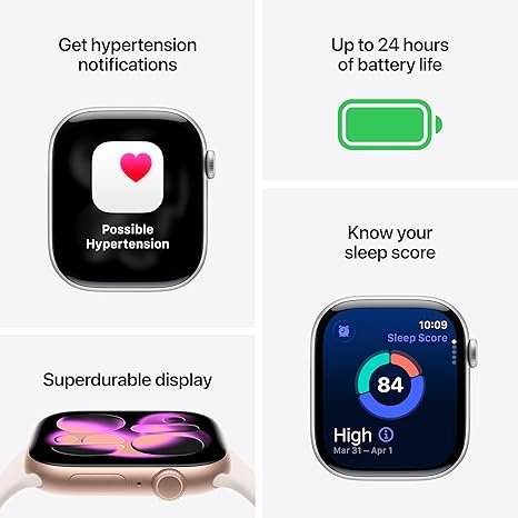 Apple Watch Series 11 [GPS 42mm] Smartwatch with Jet Black Aluminum Case with Black Sport Band - S/M. Sleep Score, Fitness Tracker, Health Monitoring, Always-On Display, Water Resistant