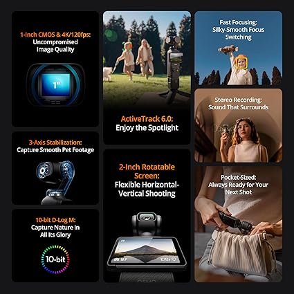 DJI Osmo Pocket 3, Vlogging Cameras with 1'' CMOS & 4K/120fps Vlog Camera, 3-Axis Stabilization, Fast Focusing, Face/Object Tracking, Digital Vlogging Camera for YouTube 5