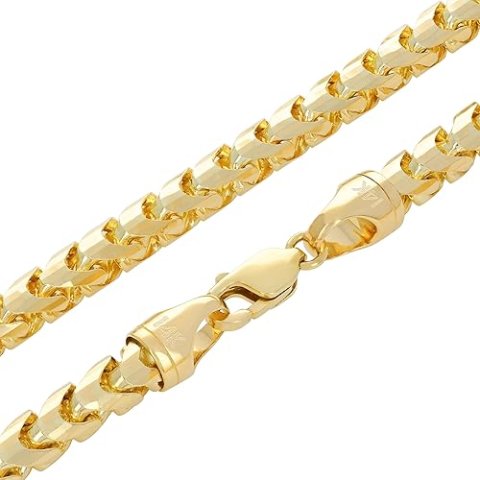 Nuragold 14k Real Yellow Gold Solid Franco Diamond Cut 6mm Spiga Wheat Chain Necklace (20"-30") Italian Jewelry for Men 4