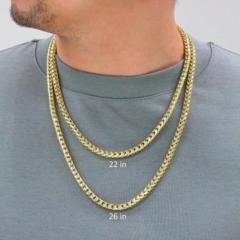 Nuragold 14k Real Yellow Gold Solid Franco Diamond Cut 6mm Spiga Wheat Chain Necklace (20"-30") Italian Jewelry for Men