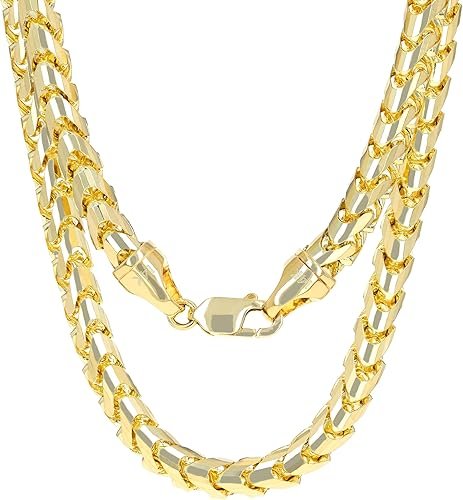 Nuragold 14k Real Yellow Gold Solid Franco Diamond Cut 6mm Spiga Wheat Chain Necklace (20"-30") Italian Jewelry for Men