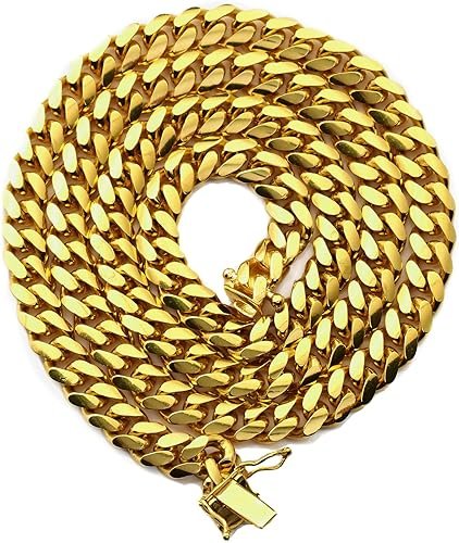 LoveBling 14K Yellow Gold 6mm Solid Miami Cuban Necklace with Secure Box Lock (Available in 16" - 30")