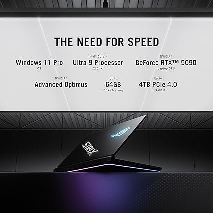 ASUS ROG Strix SCAR 18 (2025) Gaming Laptop, 18” ROG Nebula HDR 16:10 2.5K 240Hz/3ms, NVIDIA GeForce RTX 5090, Intel Core Ultra 9 275HX, 32GB DDR5, 2TB PCIe Gen 4 SSD, Wi-Fi 7, Win 11 Pro, G835LX-XS97 4