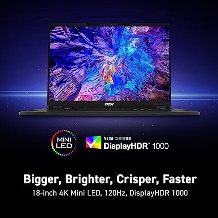 MSI Stealth 18 HX AI 18” 120Hz UHD+ Gaming Laptop: Intel Ultra 9-275HX, NVIDIA Geforce RTX 5090, 64GB DDR5, 2TB NVMe SSD, Wi-Fi 7, Win 11 Pro: Black A2XWJG-035US 4