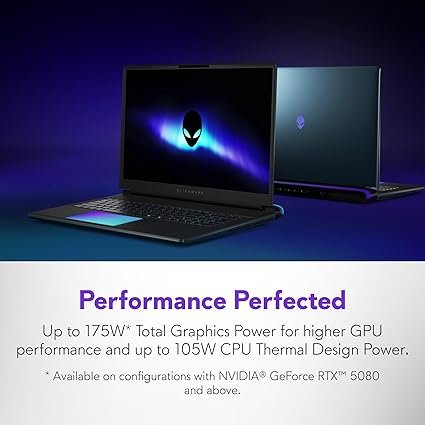 Alienware 18 Area-51 Gaming Laptop AA18250-18.0" WQXGA 300Hz 3ms Display, Intel Core Ultra 9 275HX, NVIDIA GeForce RTX 5080, 32GB 2x16GB DDR5, 2TB SSD, 2MP FHD IR Camera, Windows 11 Home